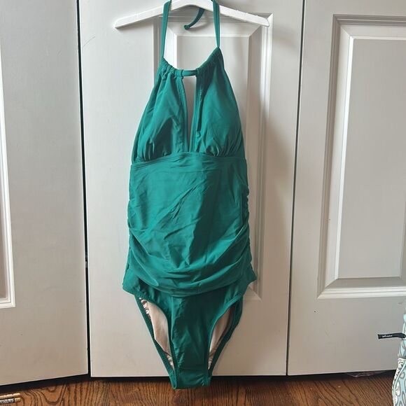 Kona Sol Women's One Piece Swimsuit Swimwear Tummy Control Halter Size NWT L - Picture 3 of 7